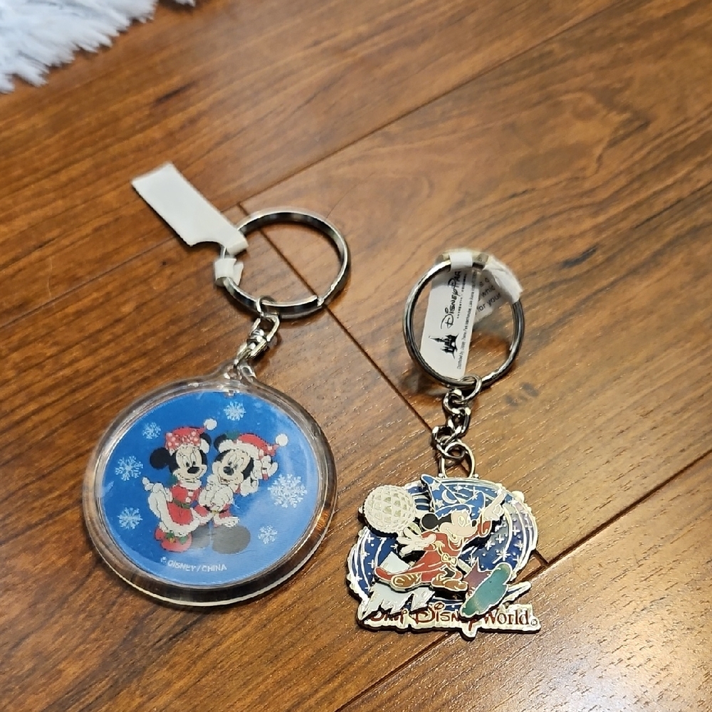 Disney Mickey and Minnie Keychain Set - Blue and Multicolor